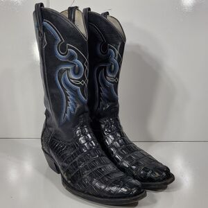 Amazonas Men's Caiman Crocodile Boots Hornback Cowboy Western Size 13 D Black